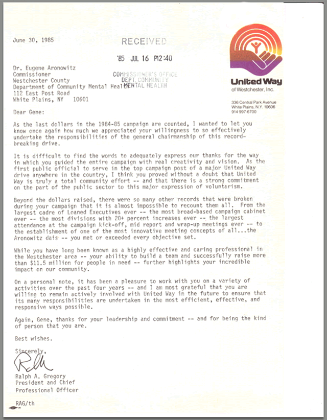 United Way Letter